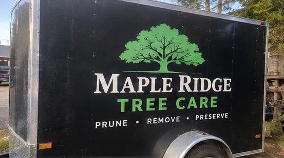 Trailer lettering: Maple Ridge Tree Care