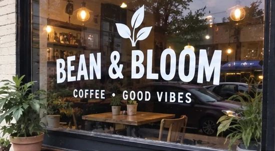 Window lettering: Bean & Bloom