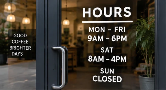 Coffee shop hours lettering