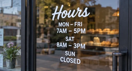 Bakery hours lettering