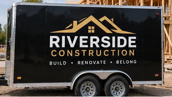 Riverside Construction trailer lettering